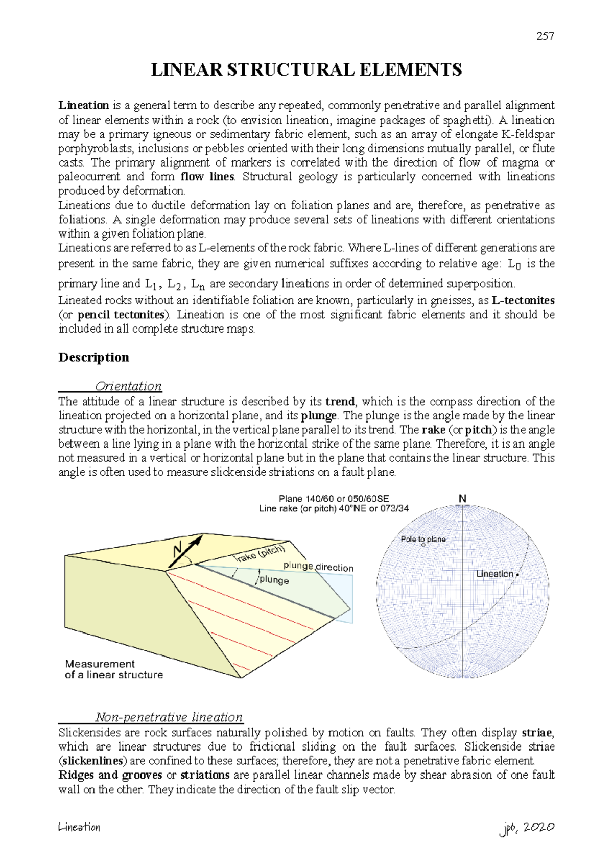 10lineation - Summary Geology - LINEAR STRUCTURAL ELEMENTS Lineation is ...