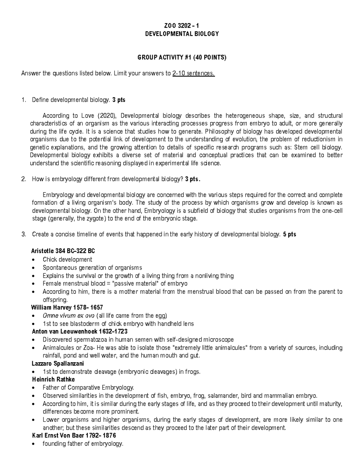 DB-ACT1 - Worksheet in developmental biology - ZOO 3202 - 1 ...