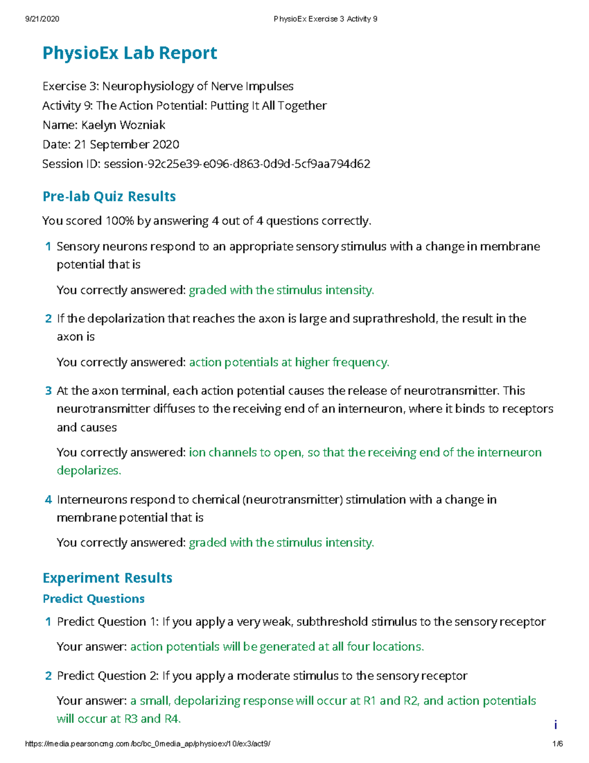 Physio Ex Exercise 3 Activity 9 Studocu