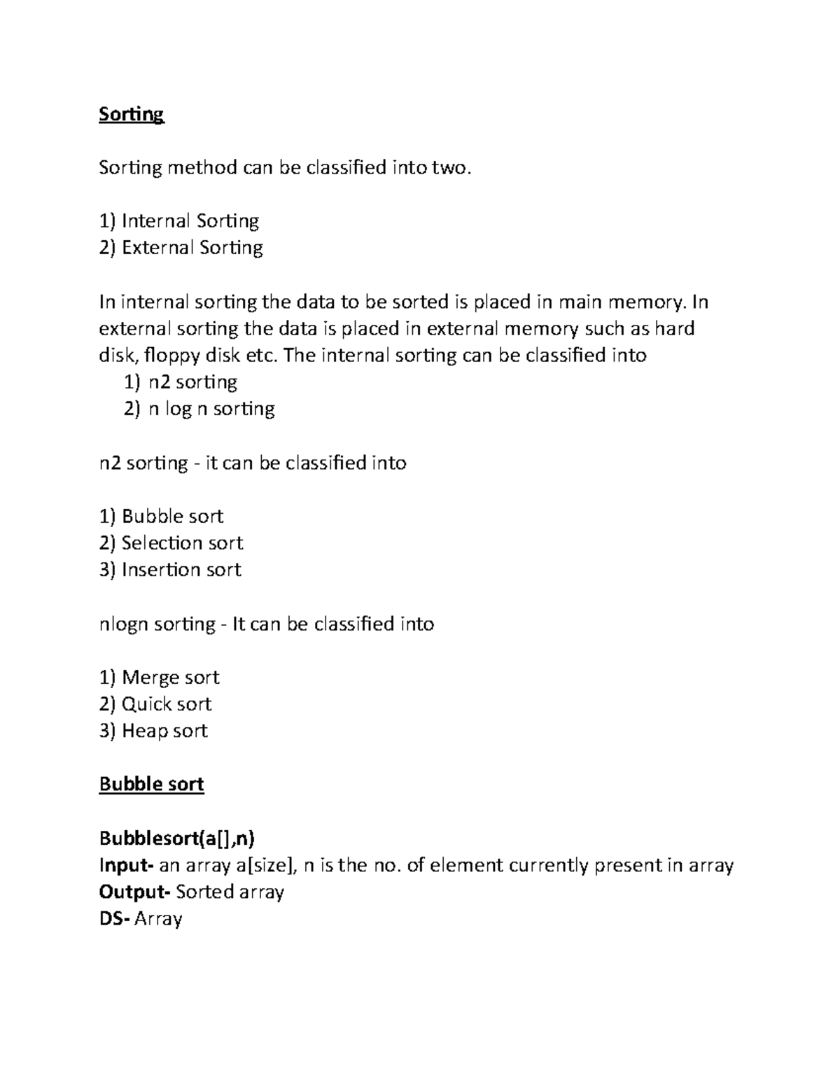 Doc-05 - Lecture note for data structures-5 - Sorting Sorting method ...