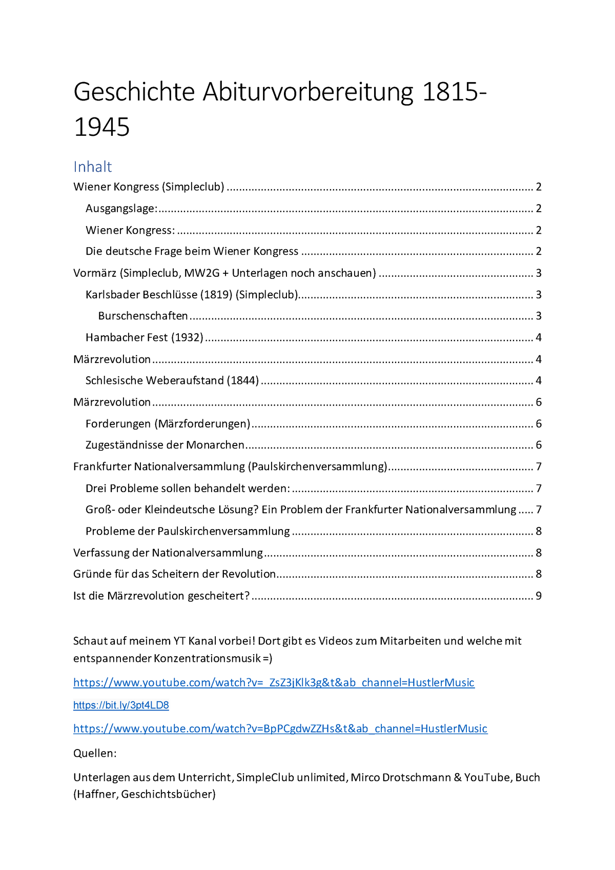 Geschichte Abiturvorbereitung 1815-1849 - Geschichte Abiturvorbereitung