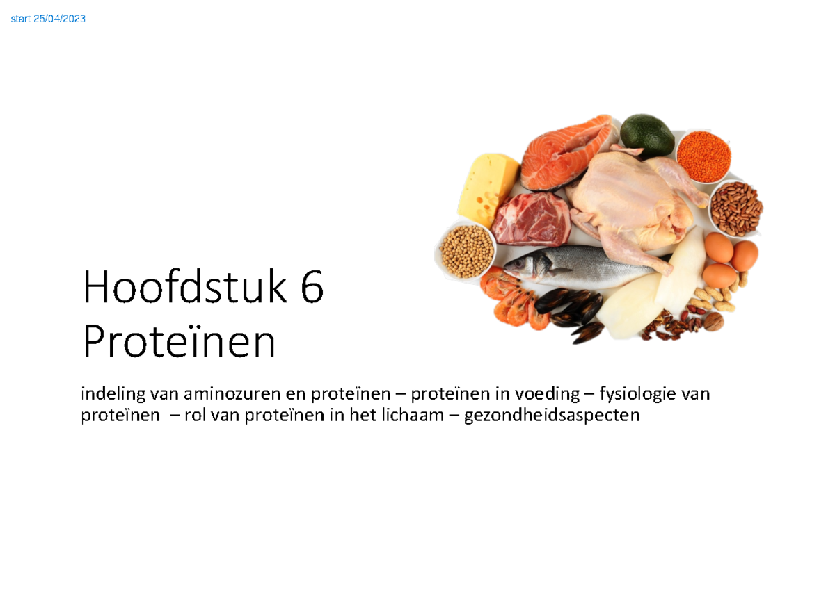 HS 6 Proteinen - lesnotities - Hoofdstuk 6 Proteïnen indeling van ...