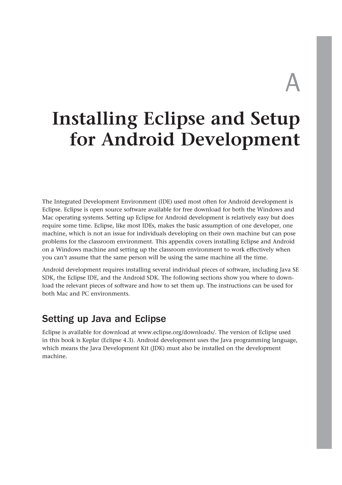install eclispe for android developppment on mac