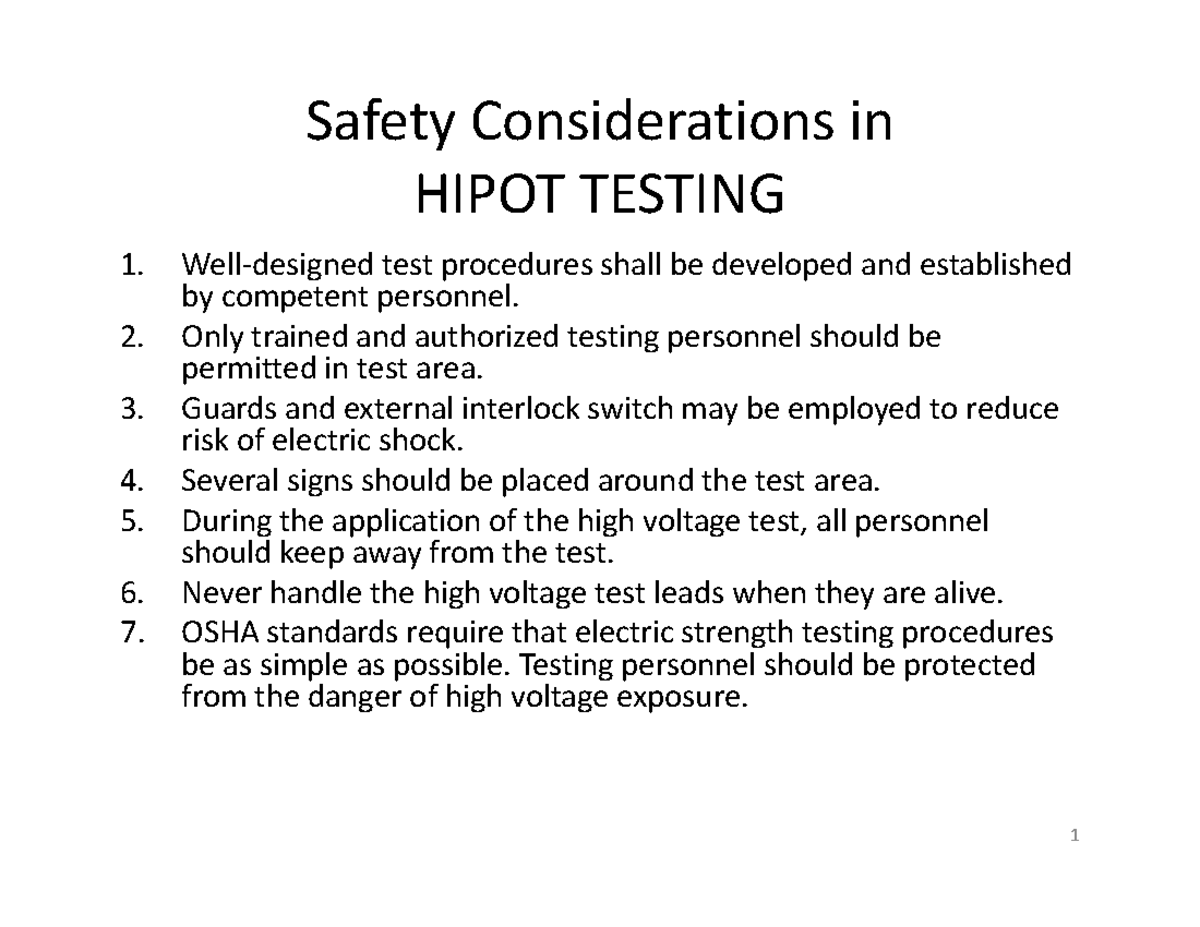 ECP455W04E 204 HipotTesting Safety Considerations Safety
