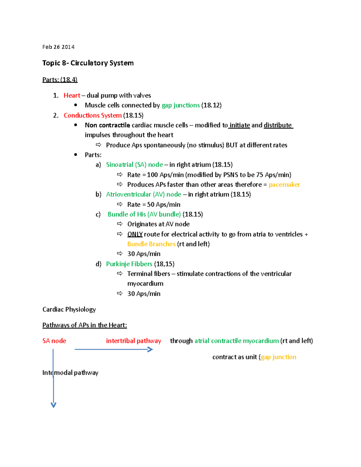 Lecture notes, lectures circulatory system - Feb 26 2014 Topic 8 ...
