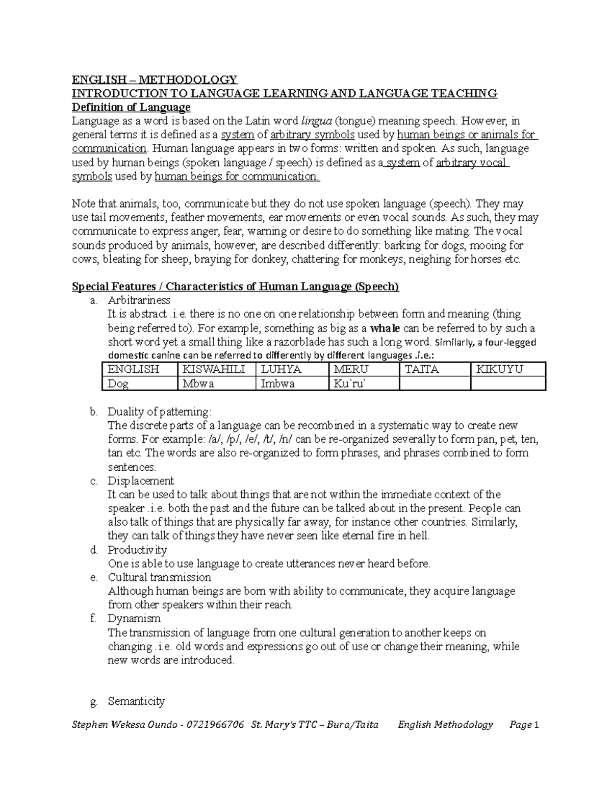 Methodology (2)-2 - ENGLISH – METHODOLOGY INTRODUCTION TO LANGUAGE ...