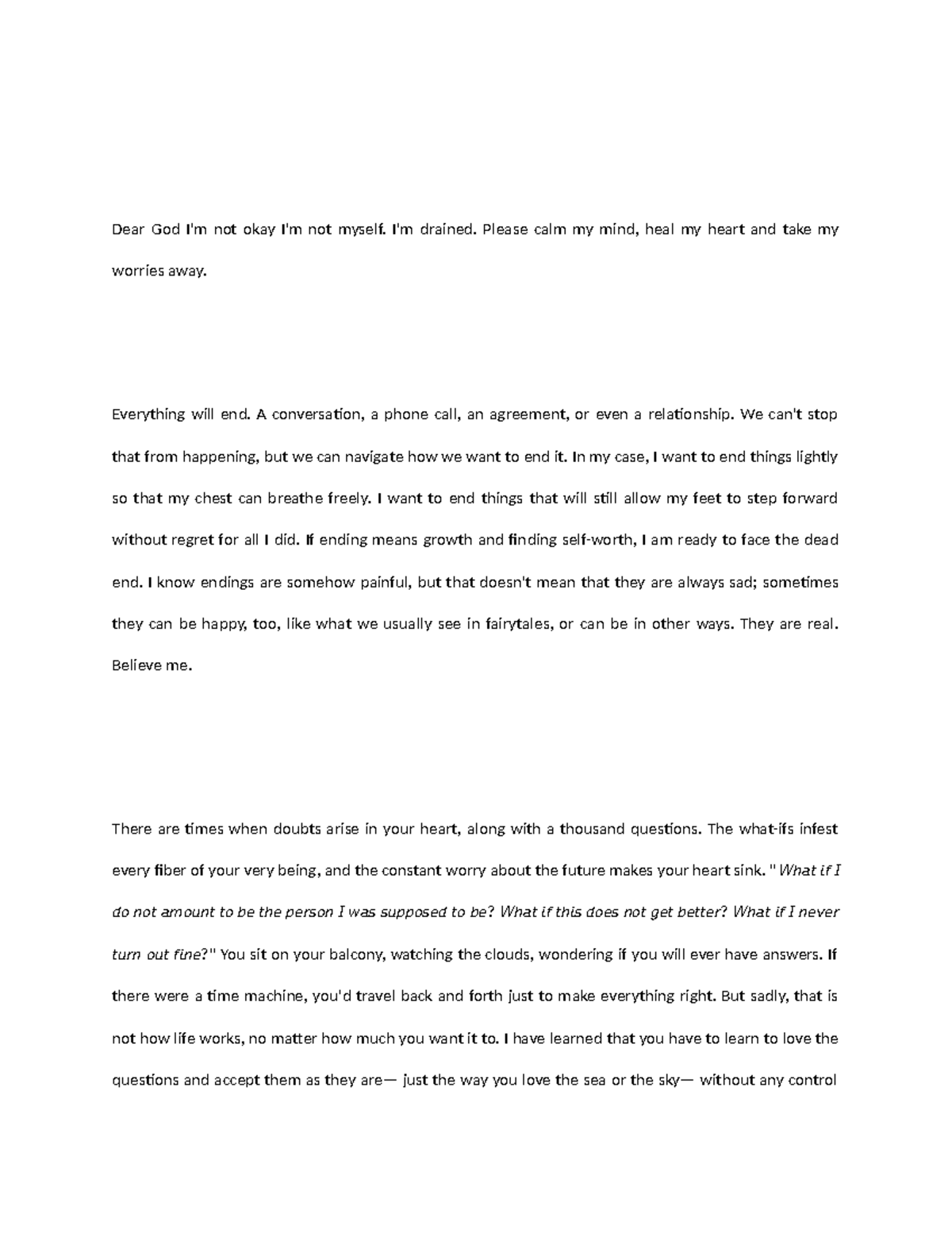 Everything will end - lecture notes - Dear God I'm not okay I'm not ...