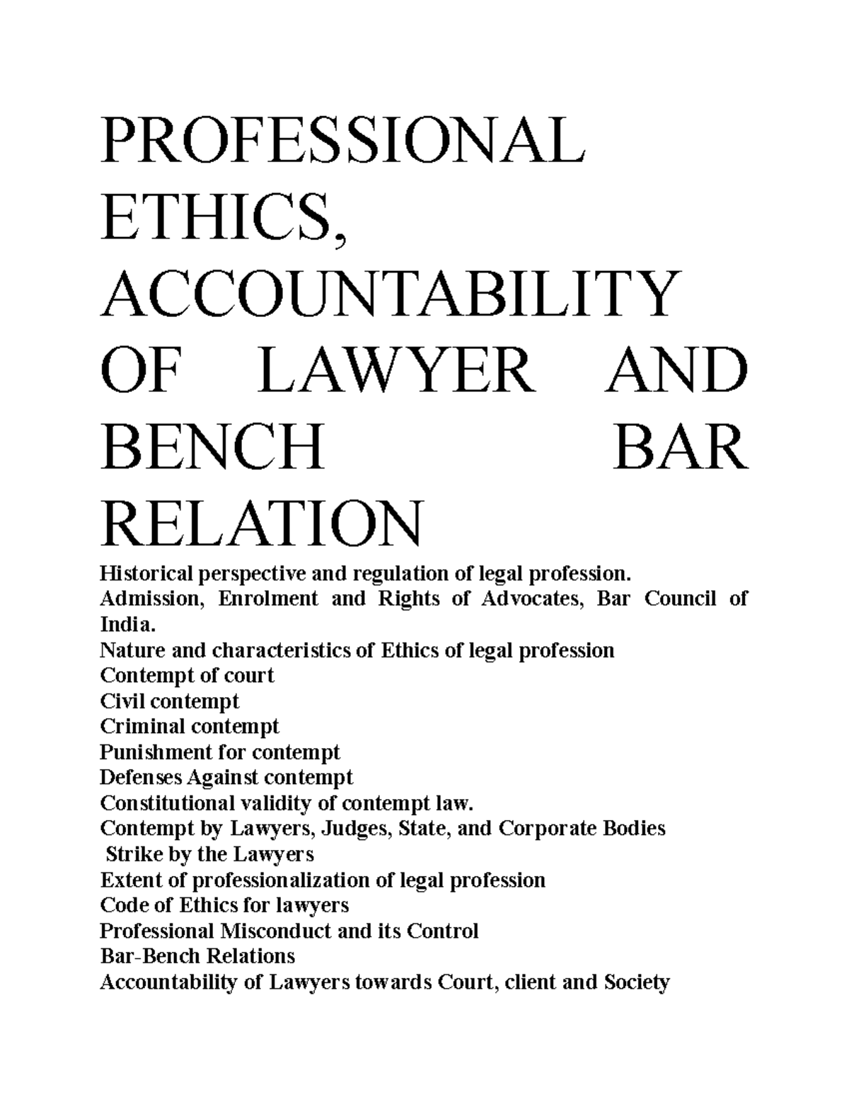 Professional Ethics notes PROFESSIONAL ETHICS, ACCOUNTABILITY OF