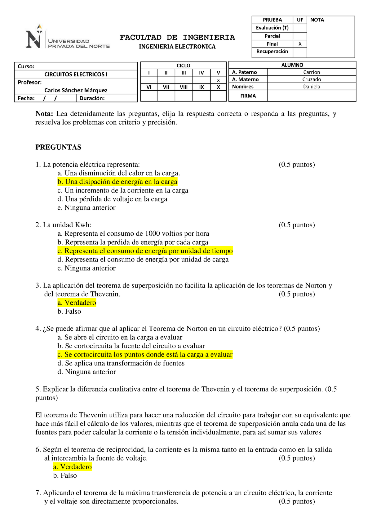 Examen Final Celeci 21 - Nota: Lea Detenidamente Las Preguntas, Elija ...