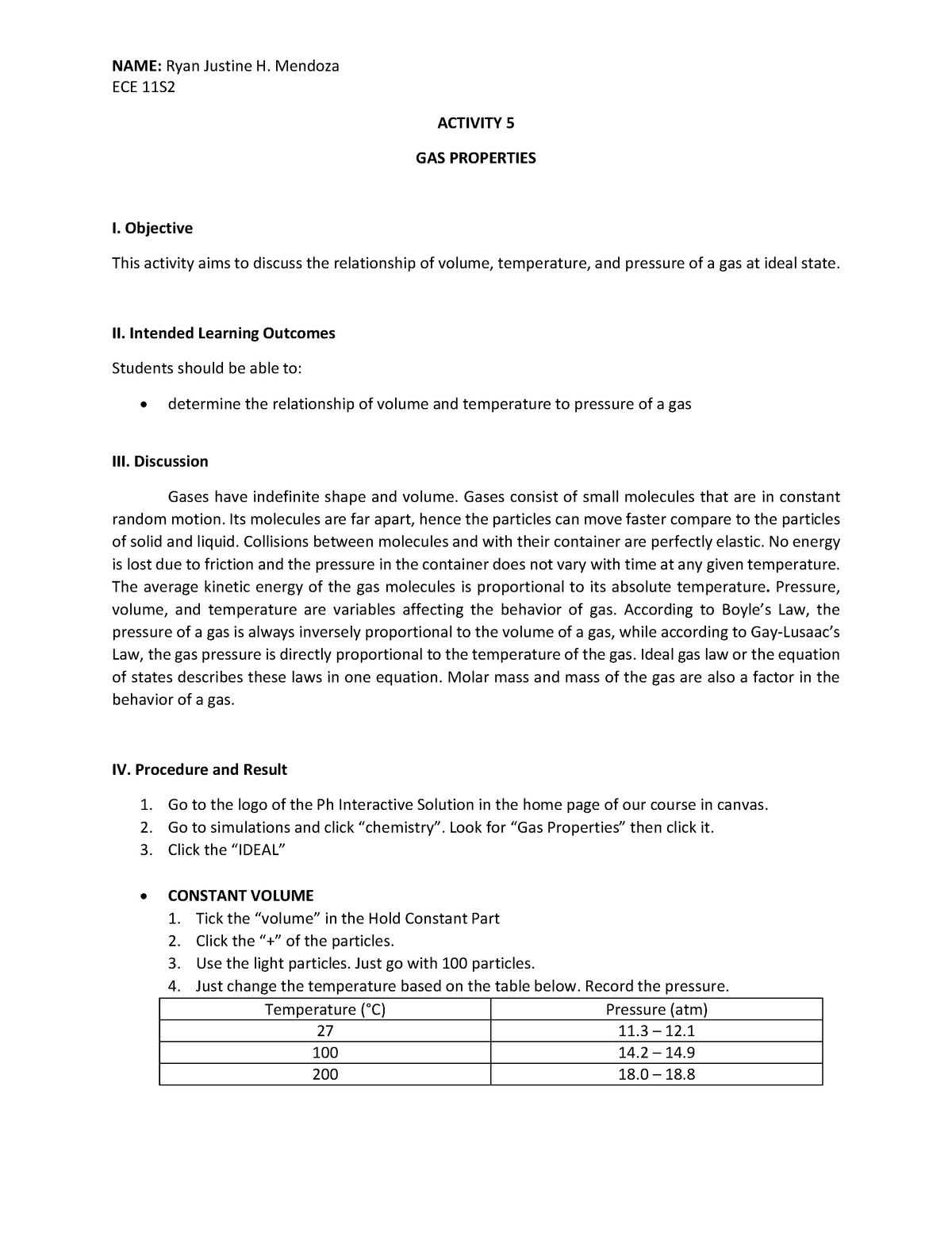 CHEM001C Activity 5 - Gas Properties (Mendoza) - Chemistry for ...