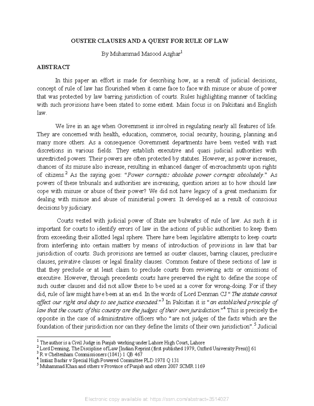 SSRNid3514027 SSRNid3514027 OUSTER CLAUSES AND A QUEST FOR RULE