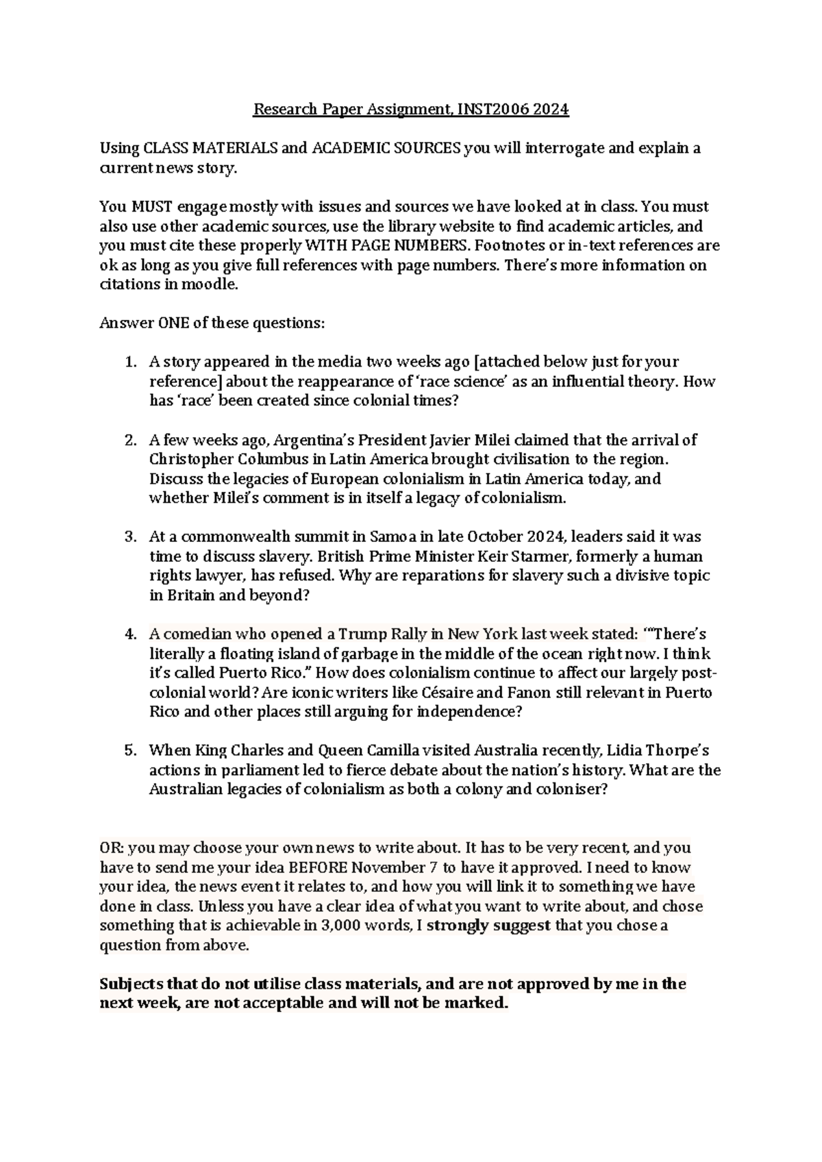 Research Paper 2 - T3 2024 - Research Paper Assignment, INST2006 2024 ...
