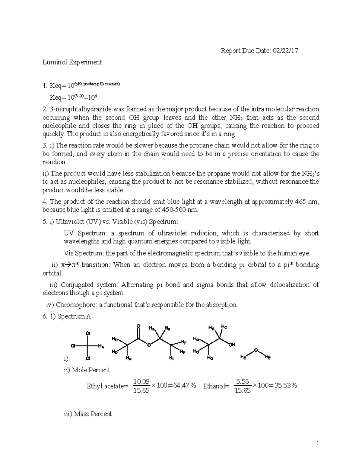 luminol experiment lab report