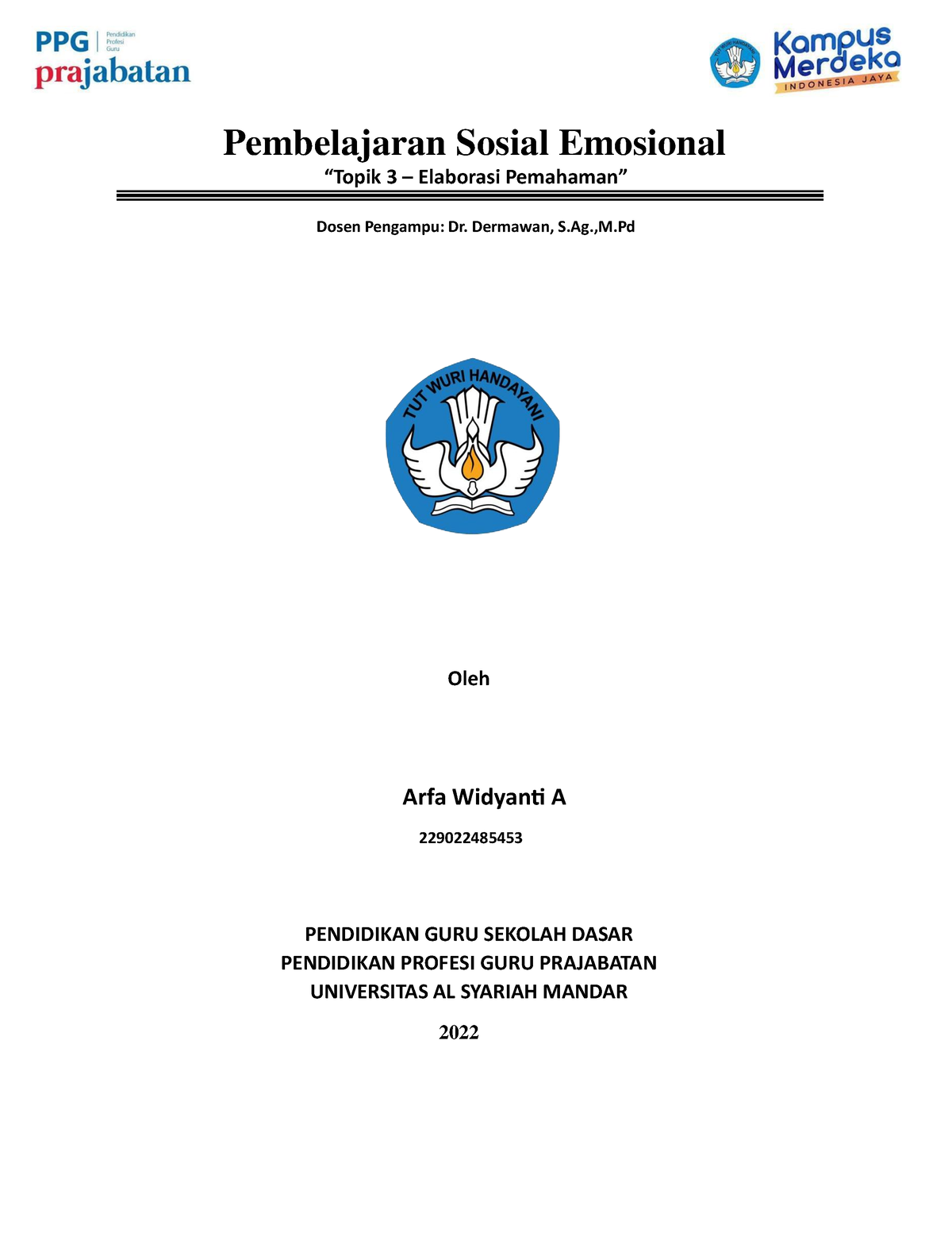 Pembelajaran Sosial Emosional Elaborasi Pemahaman T3 Arfa Widyanti A ...