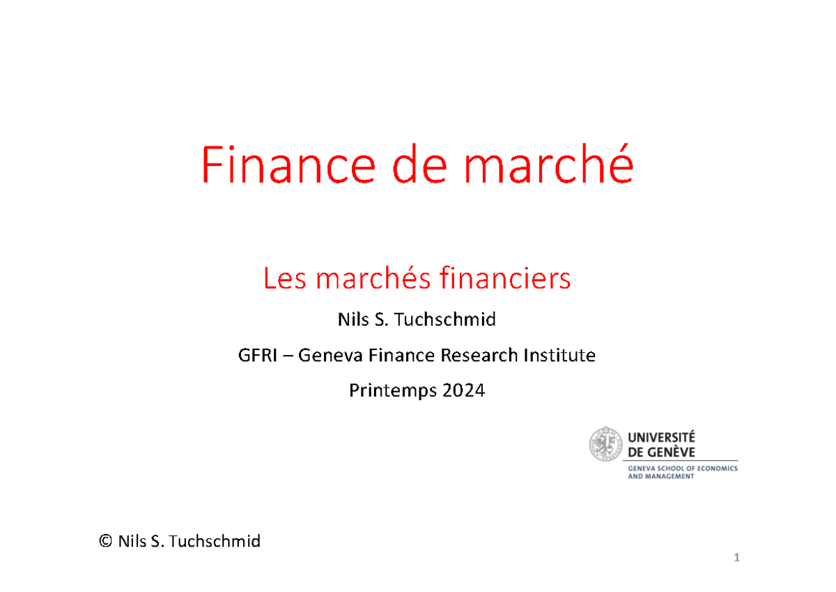 FInance de marché 2024 - Les marchés financiers - Les marchés