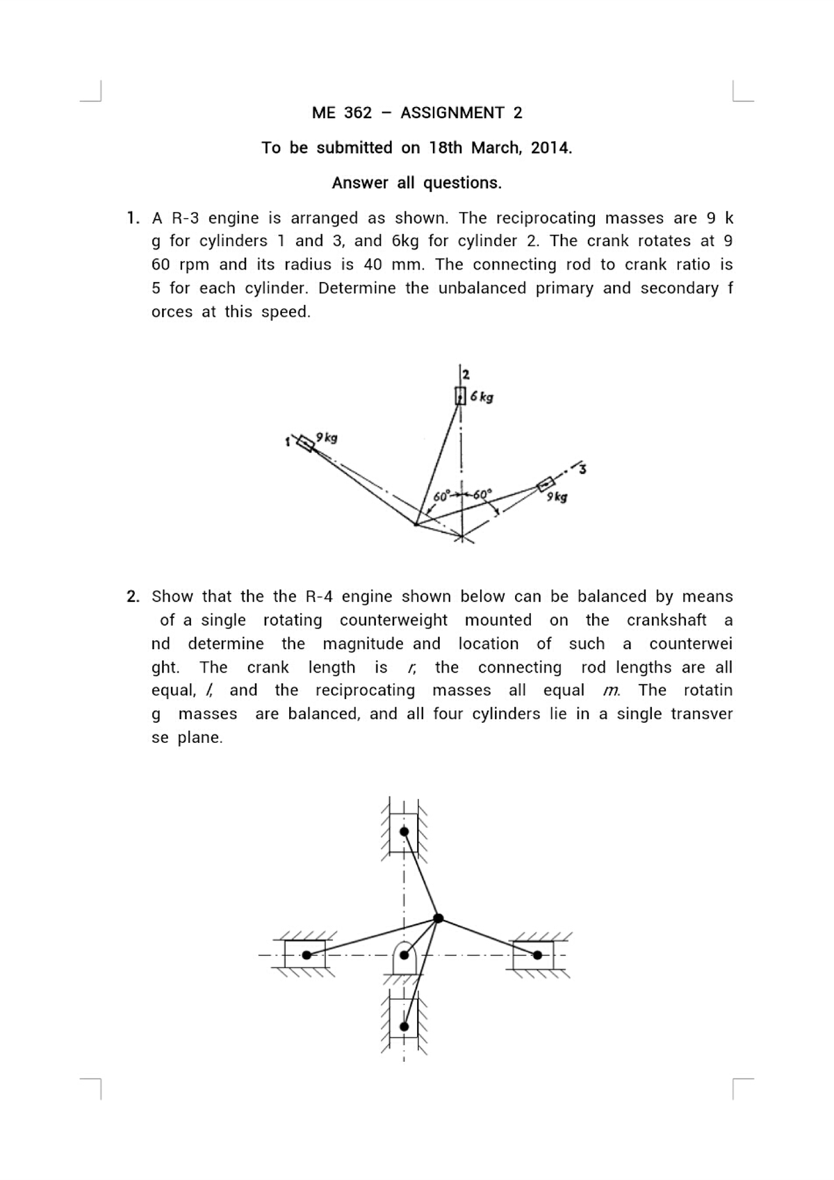 ME 362 - Assignment 2 - Dynamics Of Machinery - Studocu