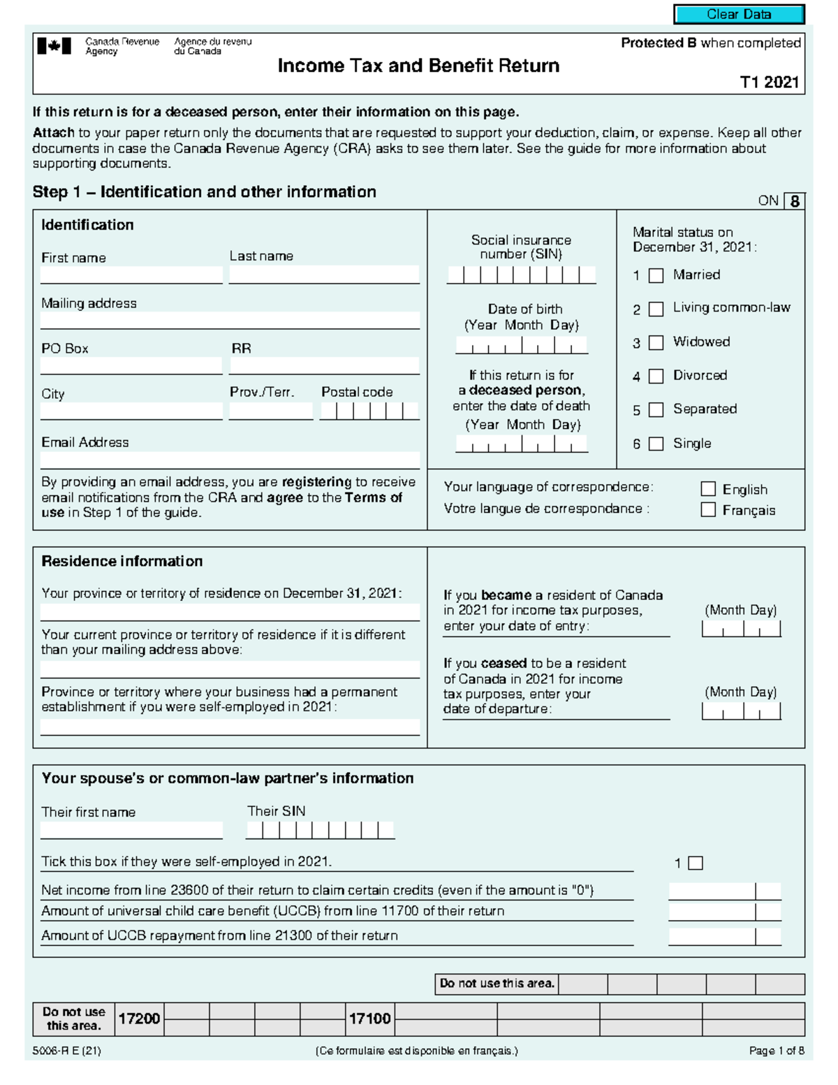 5006 r fill 21e - TAX FORM T1 - Protected B when completed T1 2021 ...