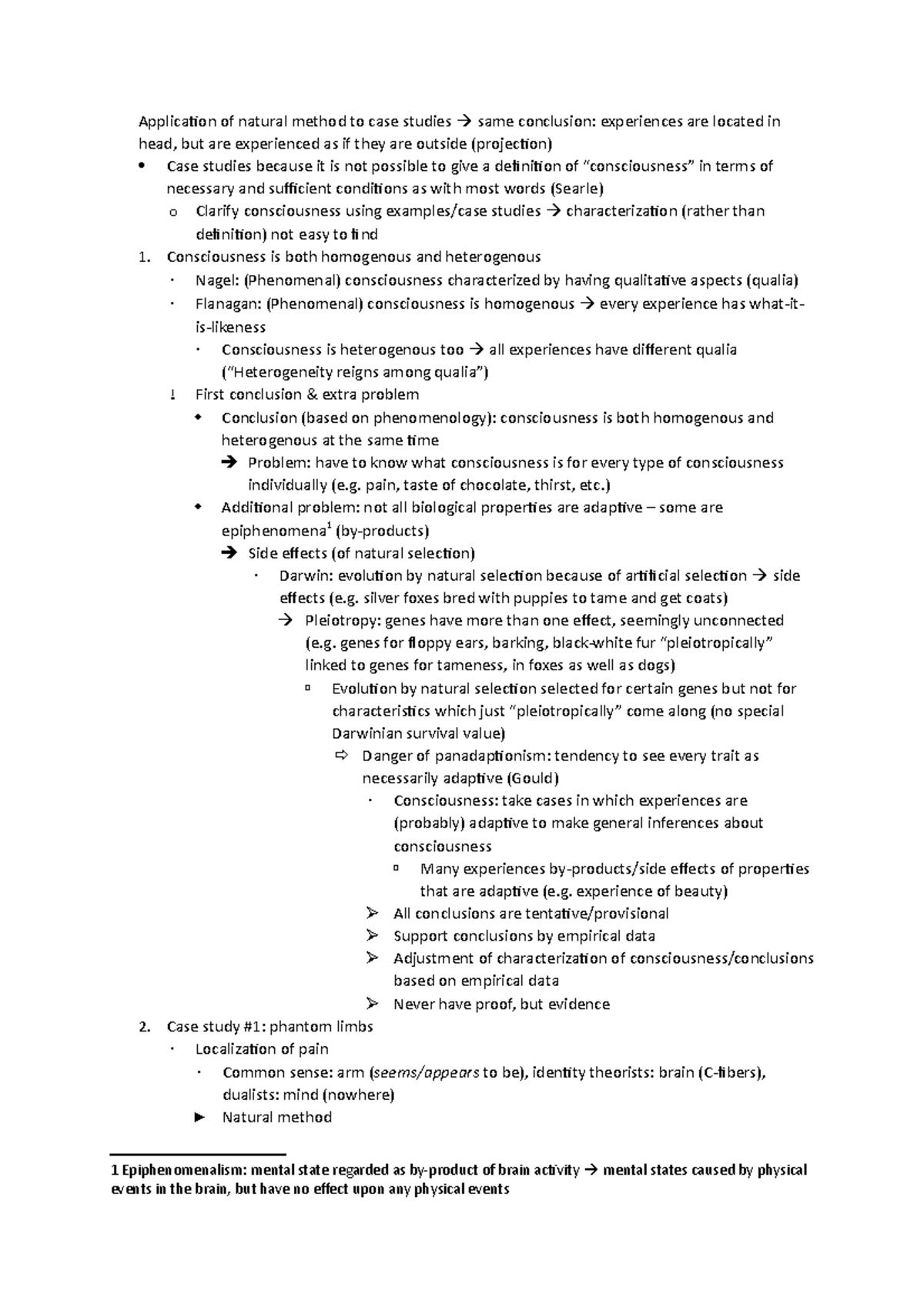Application of natural method to case studies - pain, taste of ...