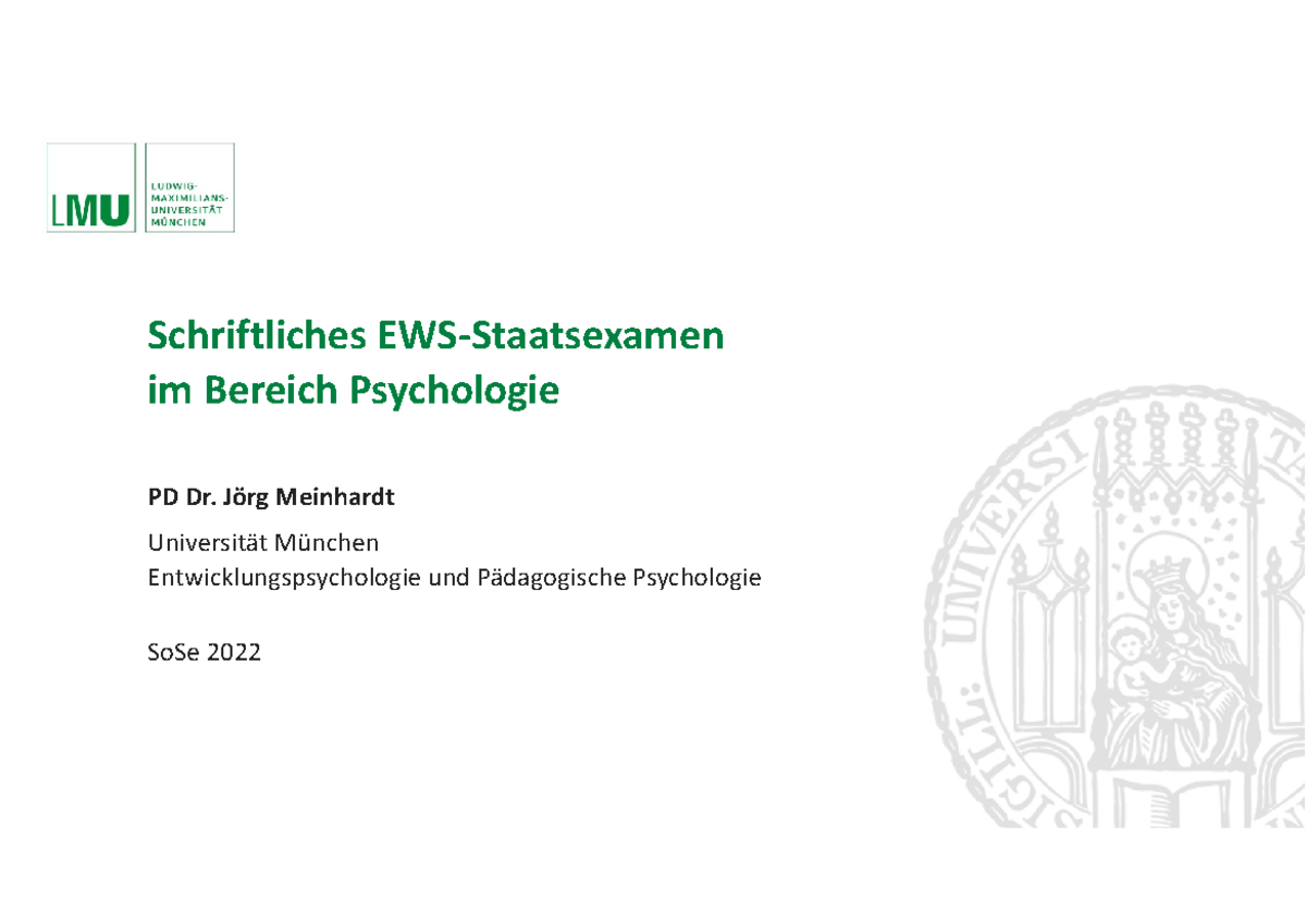 Staatsexamen Lehramt Bayern Termine Ews-psy-info - Zusammenfassung Vorbereitung Staatsexamen Psycho
