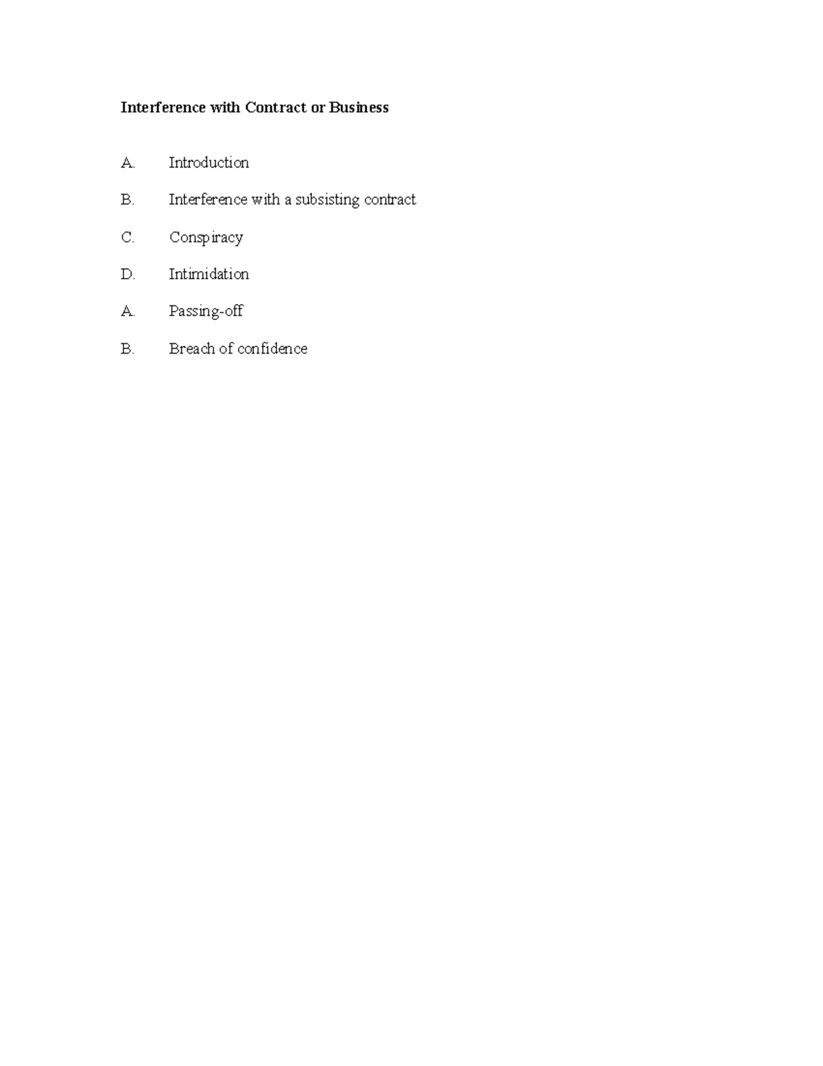 Tort of Interference Good luck Interference with Contract or