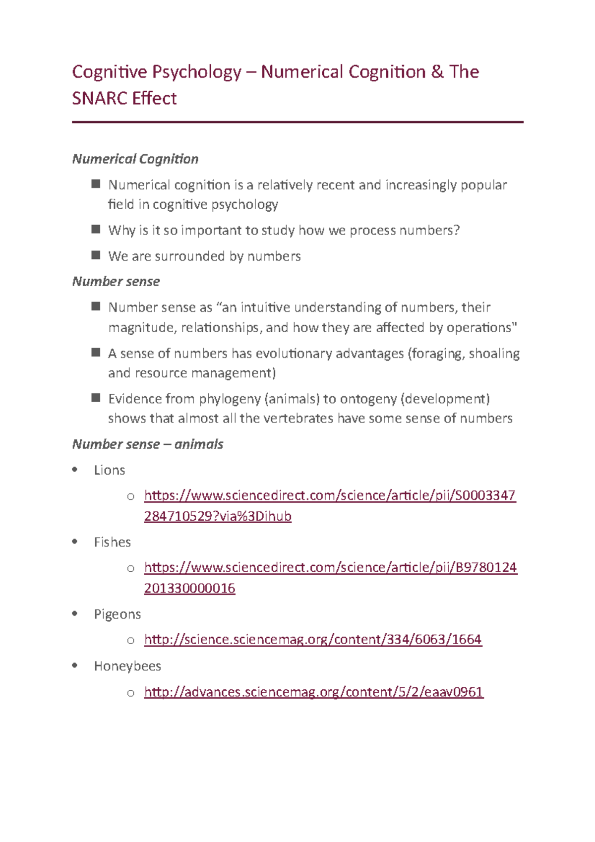 Cognitive Psychology - Numerical Cognition & The Snarc Effect ...
