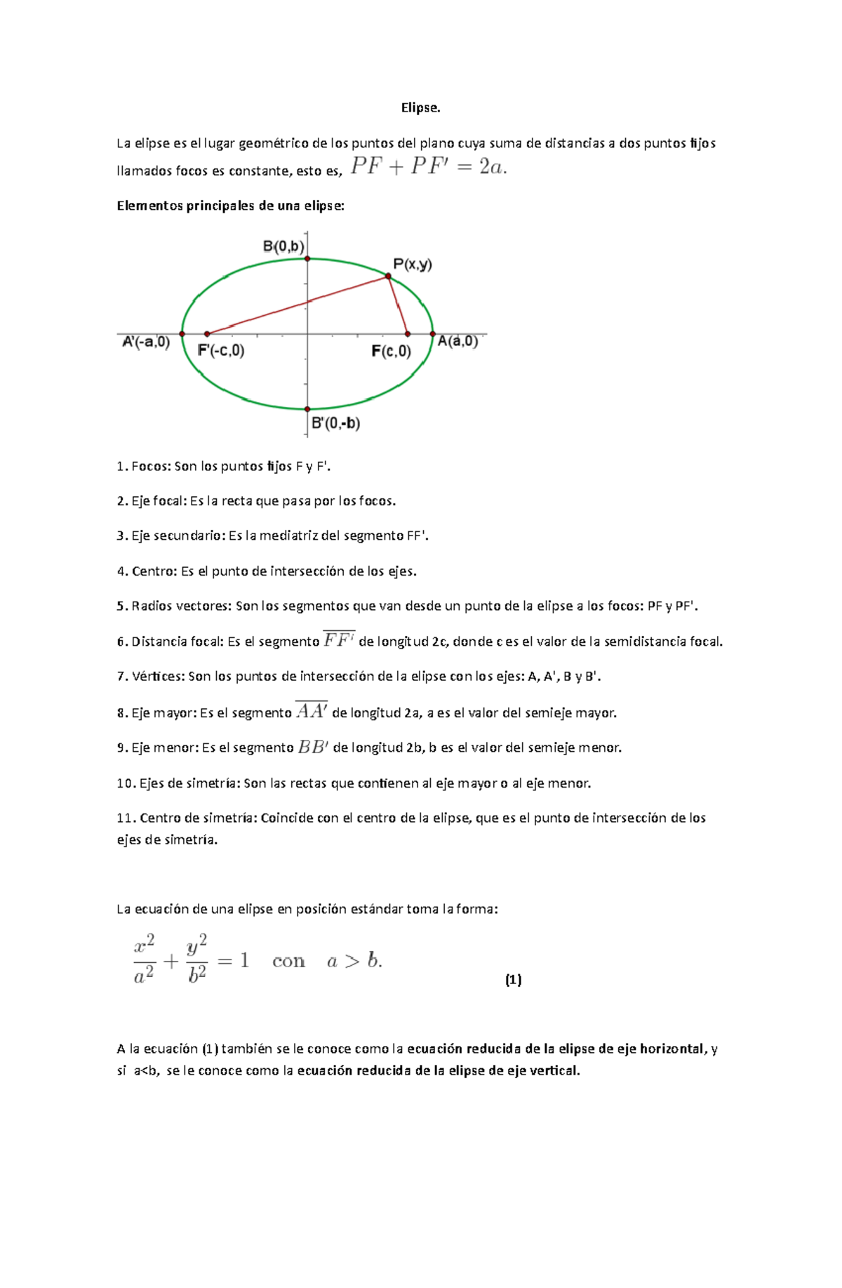 Trabajo Elpise Explicación Detallada De La Temática Elipse Junto A Algunos Ejemplos A Forma 4237