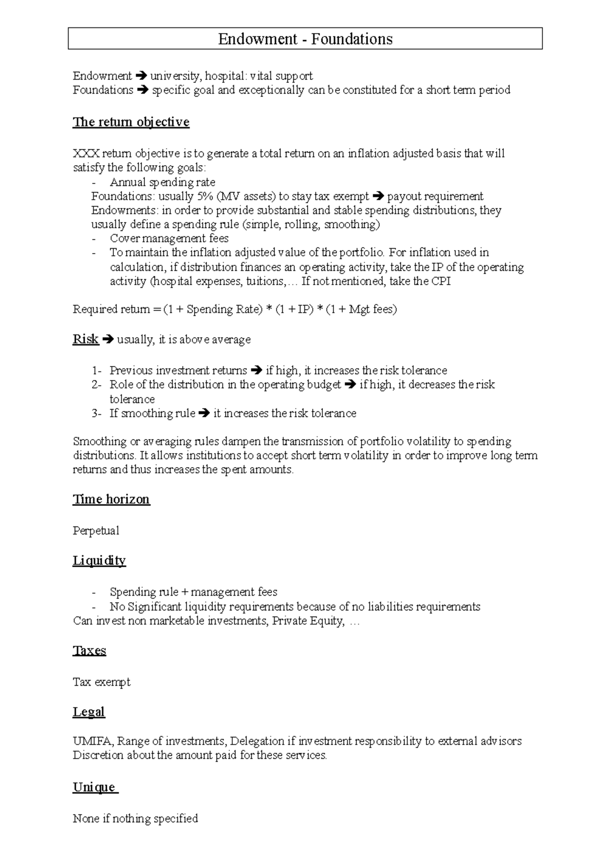 Fiche - Endowments Foundations - Endowment - Foundations Endowment ...