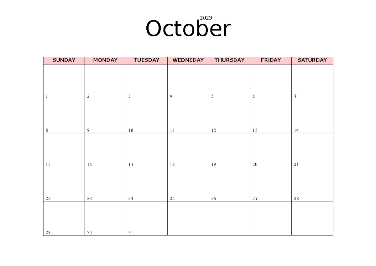 Monthly Planner Template - Civil Engineering Orientation - October 2023 ...