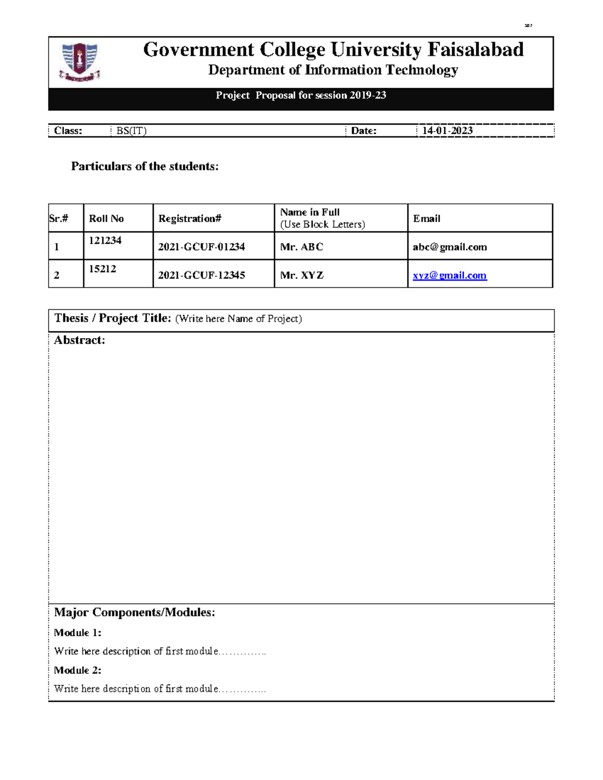 Project Proposal Final - S Government College University Faisalabad ...