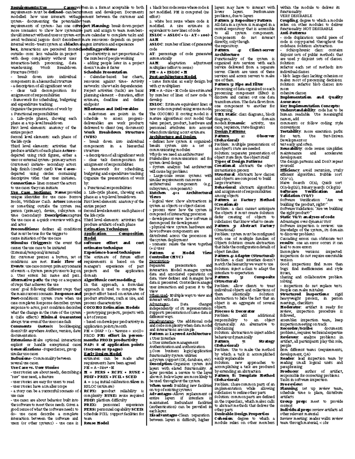 Cheat sheet 341 summaries base on slides - Requirements:Use Cases ...