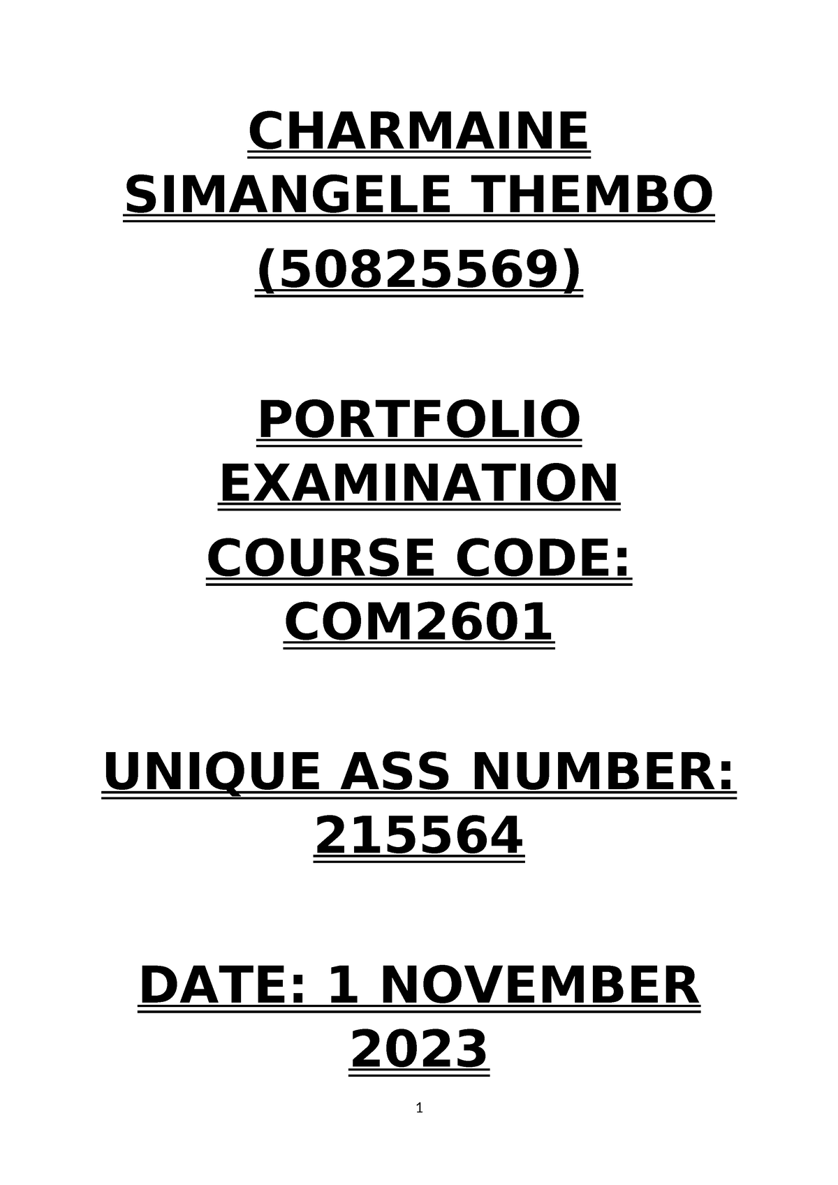 Portfolio EXAM COM2601 - CHARMAINE SIMANGELE THEMBO (50825569 ...