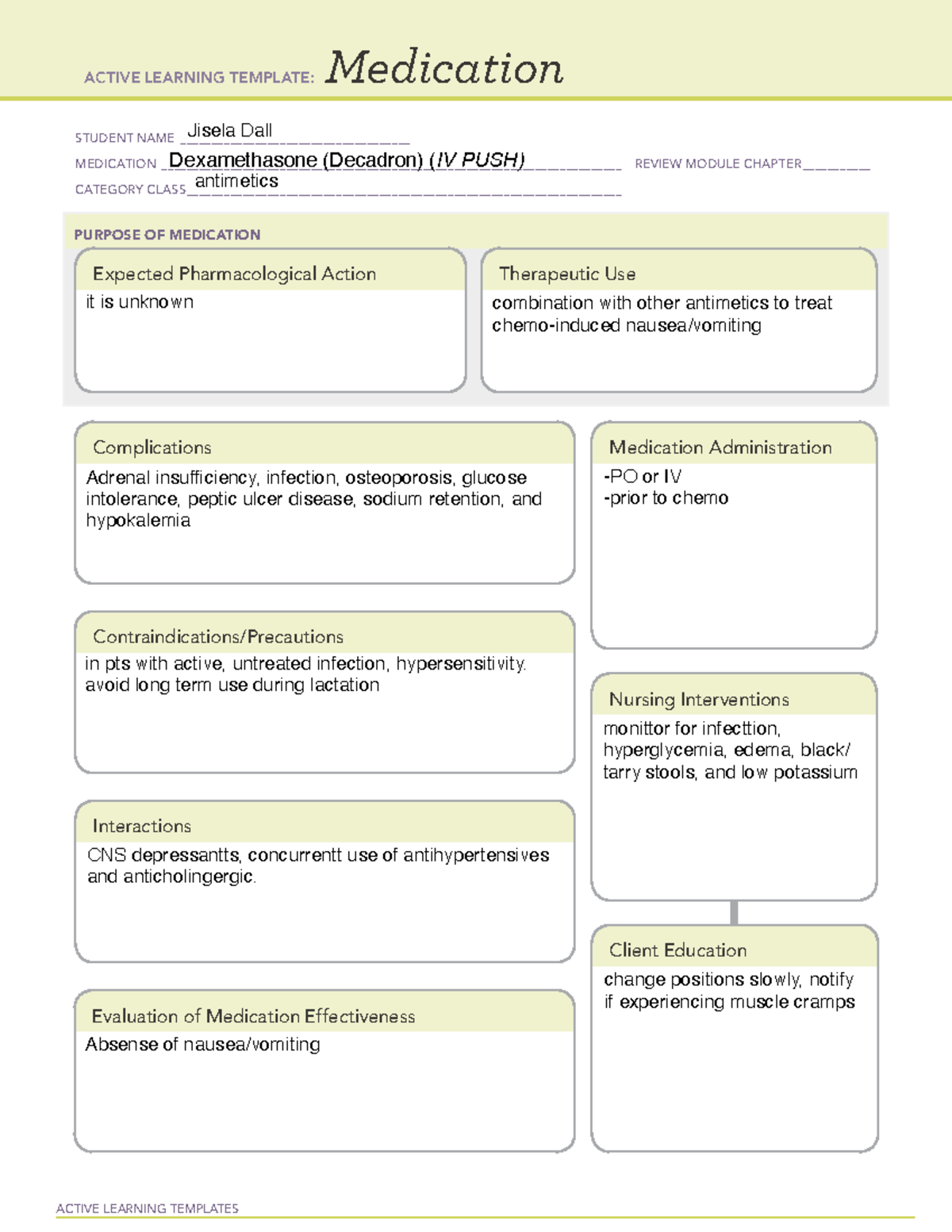 Dexamethasone (decadron) (iv Push) - Active Learning Templates 