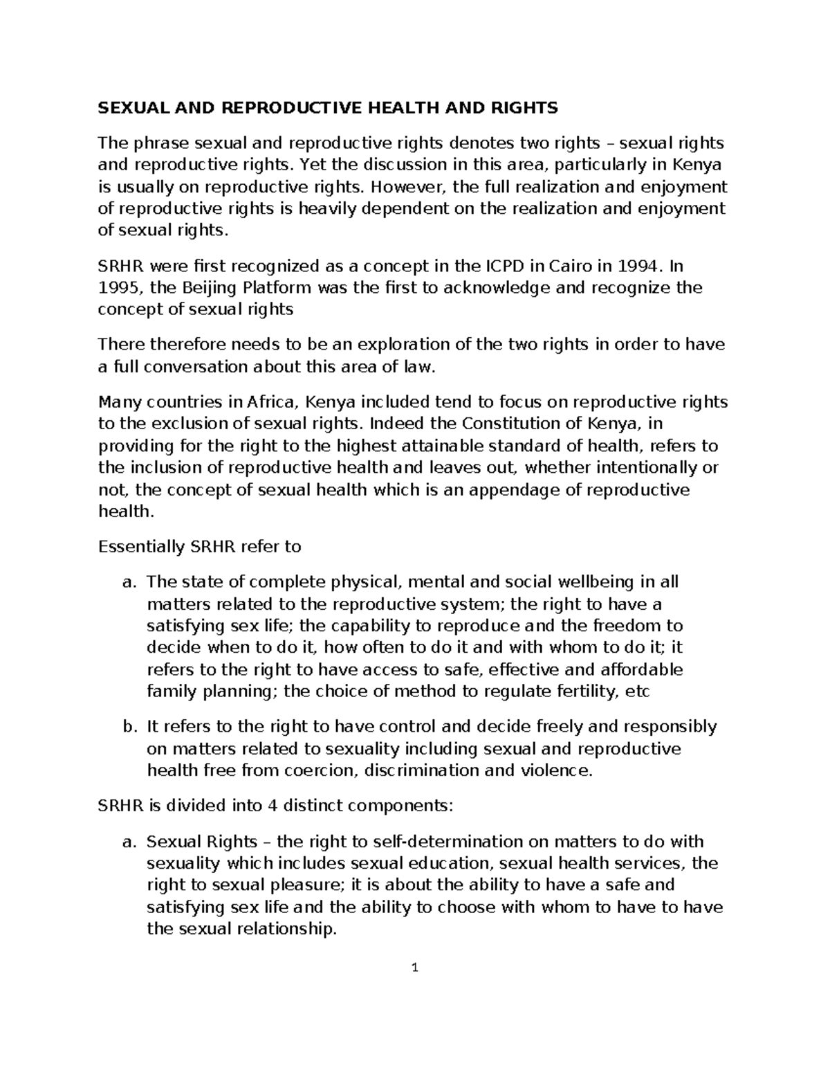 Sexual AND Reproductive Health AND Rights Notes - SEXUAL AND ...