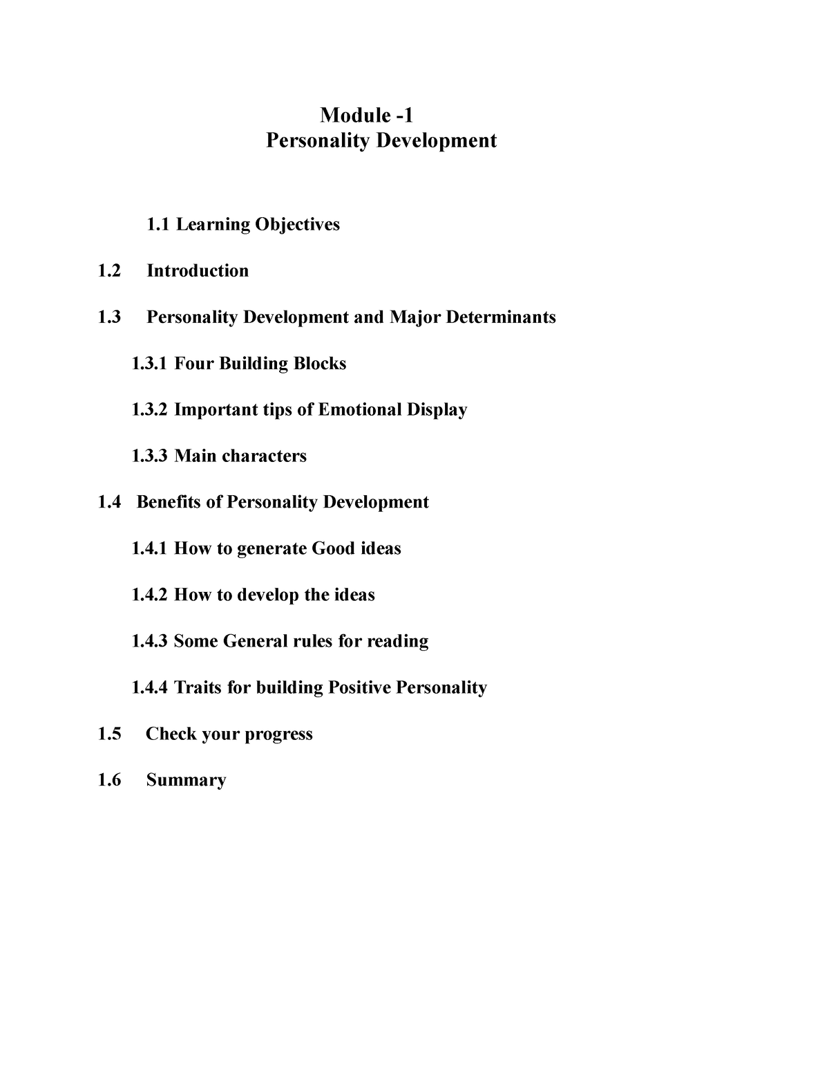 Module 1- Personality Development - Module - Personality Development 1 ...