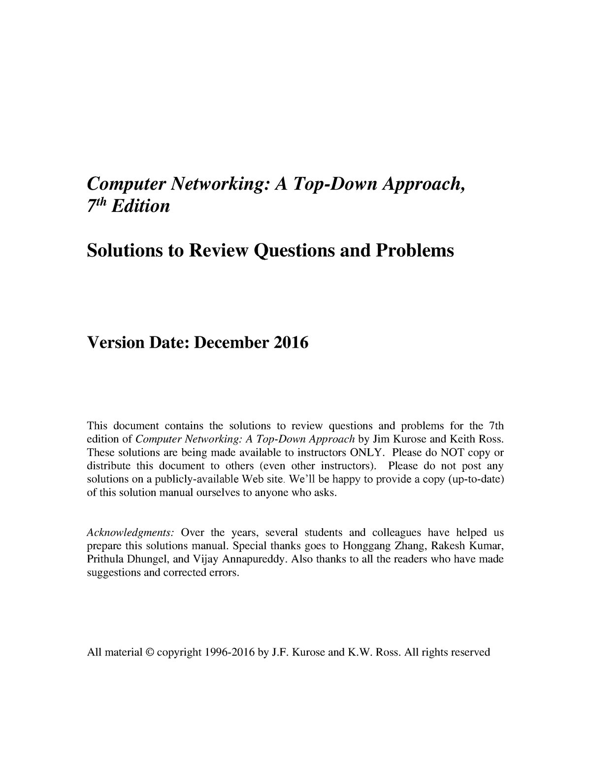 CN Exercise Solution - Computer Networks - Computer Networking: A Top ...