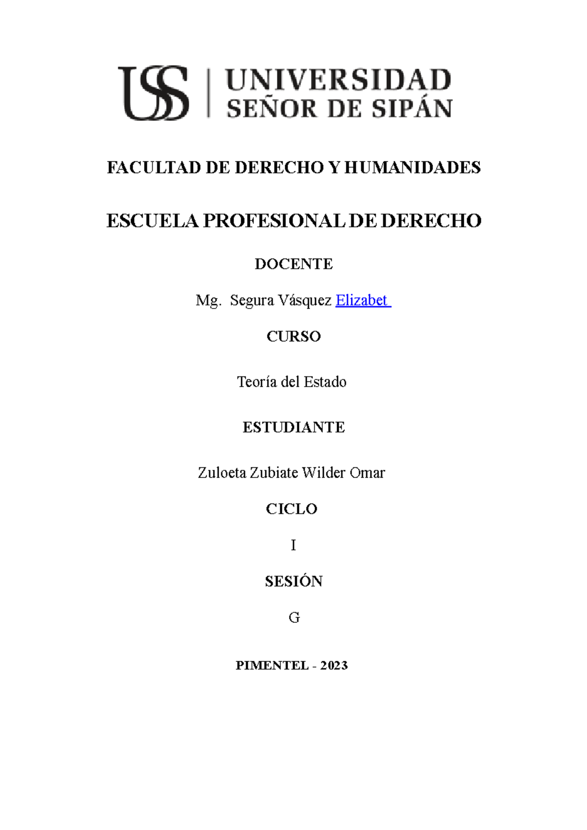 Zuloeta Zubiate PA1 TE El PA1 de Teoria del estado FACULTAD DE