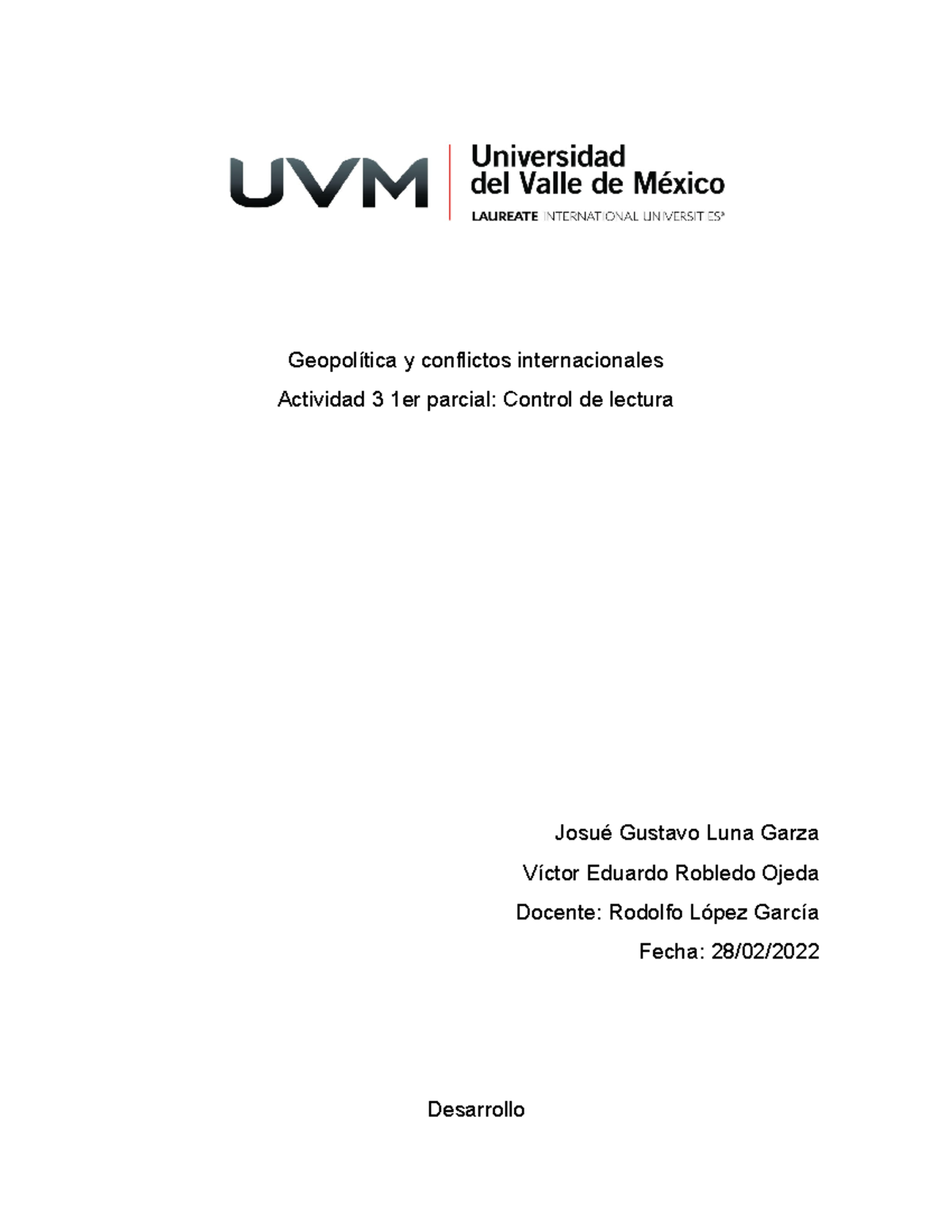 Geopolitica control de lectura conflicto Jy V - Geopolítica y ...