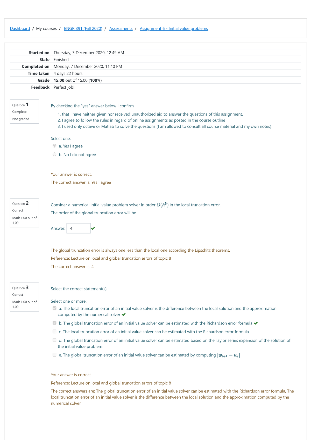 Assignment 6 - Initial Value Problems Solution - I Agree To Follow The 