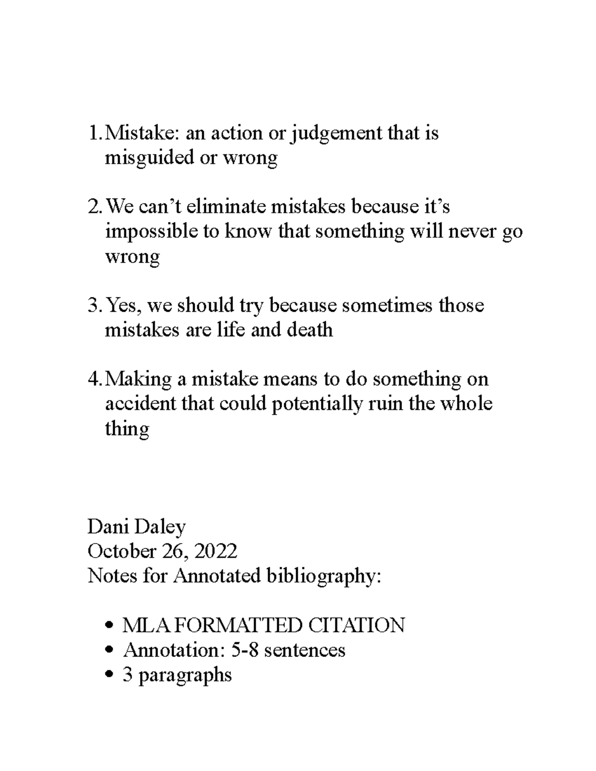 English notes - 1: an action or judgement that is misguided or wrong 2 ...