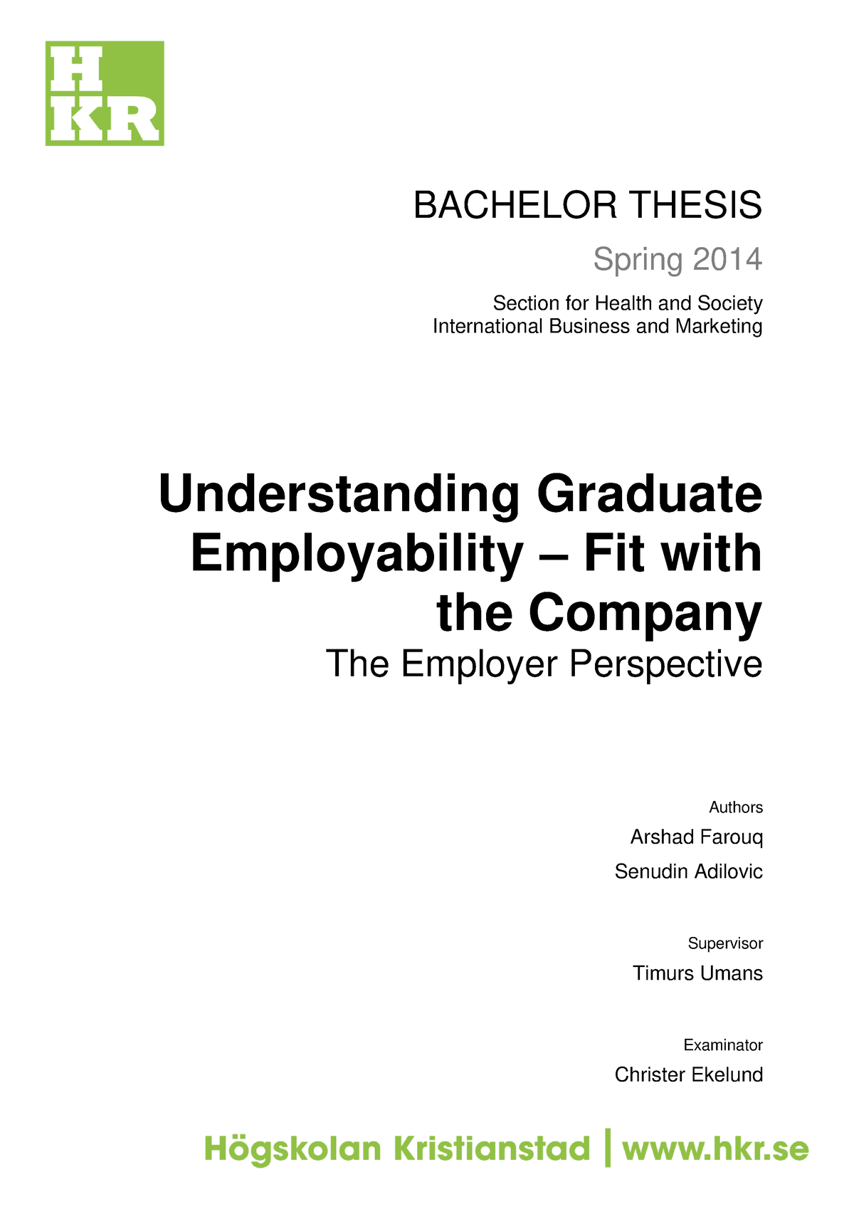 bachelor thesis hsrw