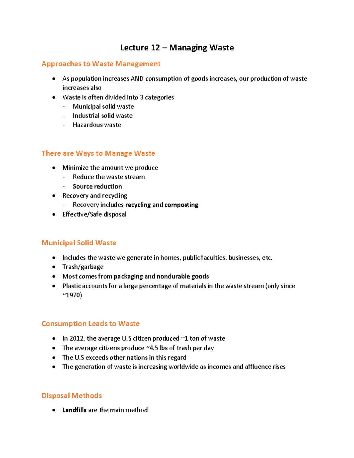 Lecture 12 – Managing Waste - ENS 112 - Studocu