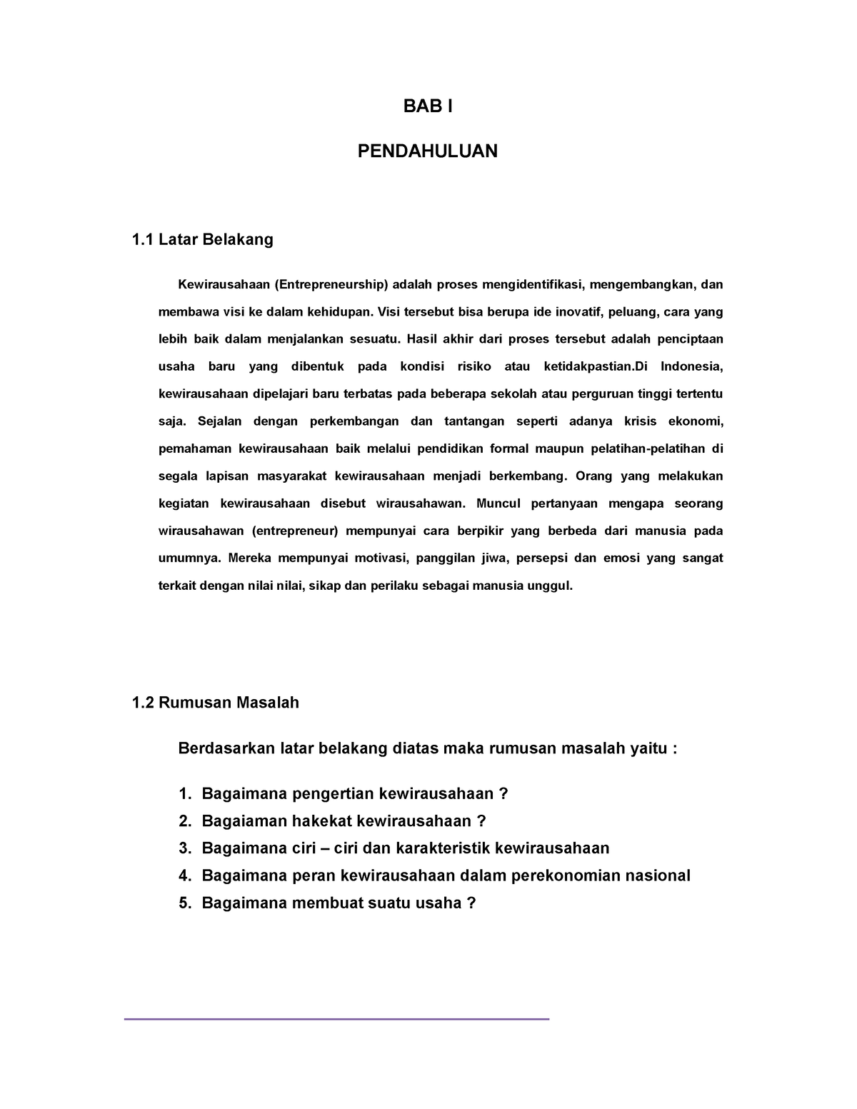 Kewirausahaan-1 - Tugas Makalah Kewirusahaan - BAB I PENDAHULUAN 1 ...