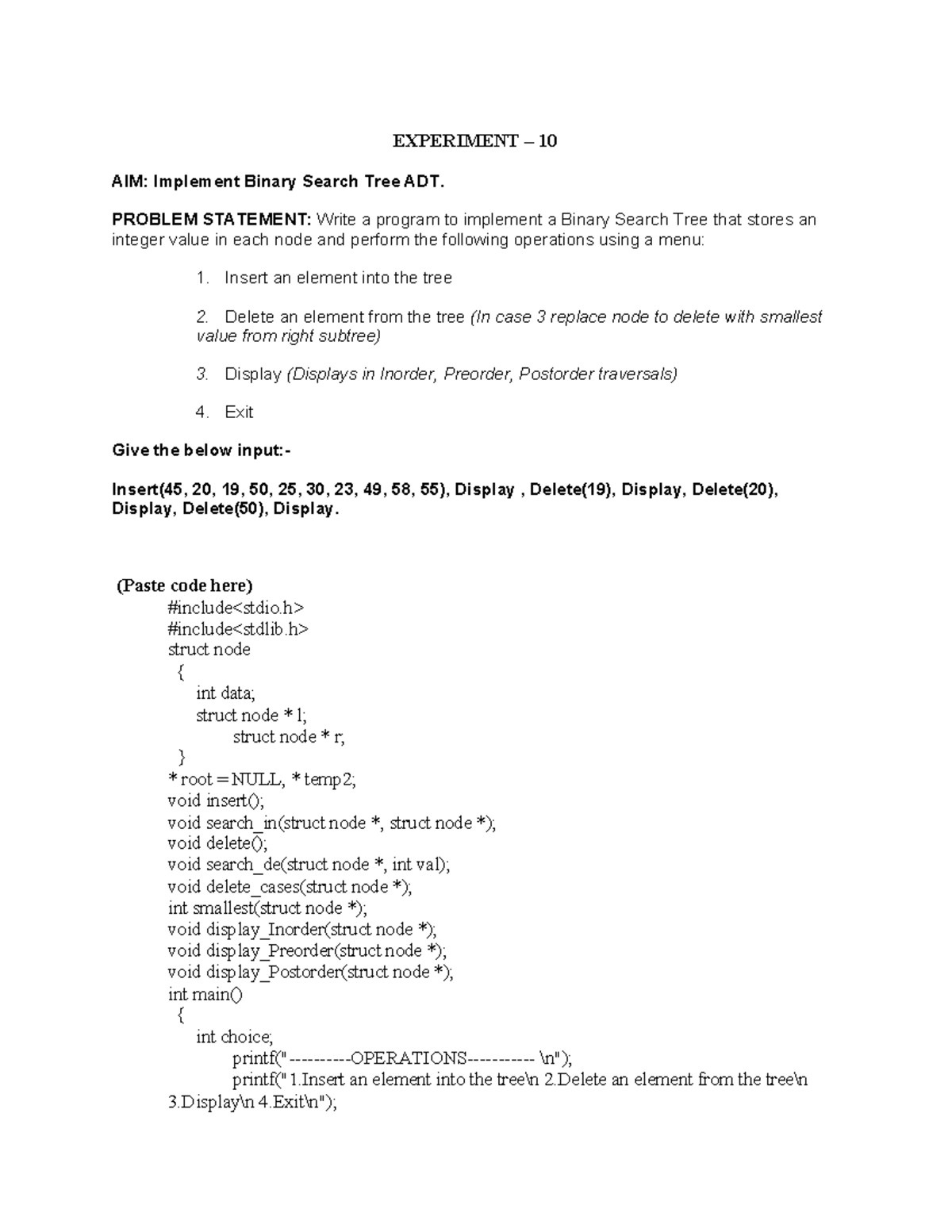 DS Exp 10 submission - Data Structures - MU - Studocu