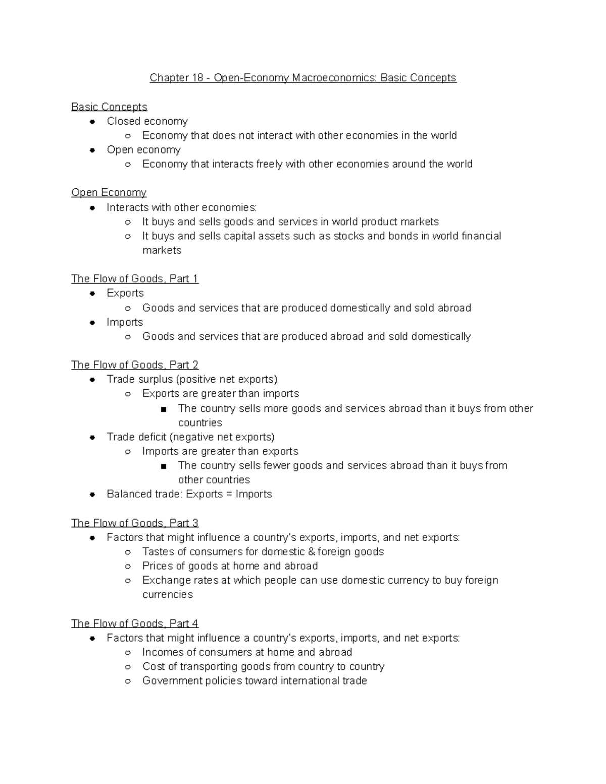 Chapter 18 - Open-Economy Macroeconomics Basic Concepts - Economy, Part ...