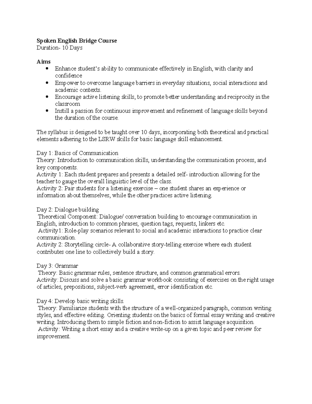 Spoken English Bridge Course - Spoken English Bridge Course Duration ...