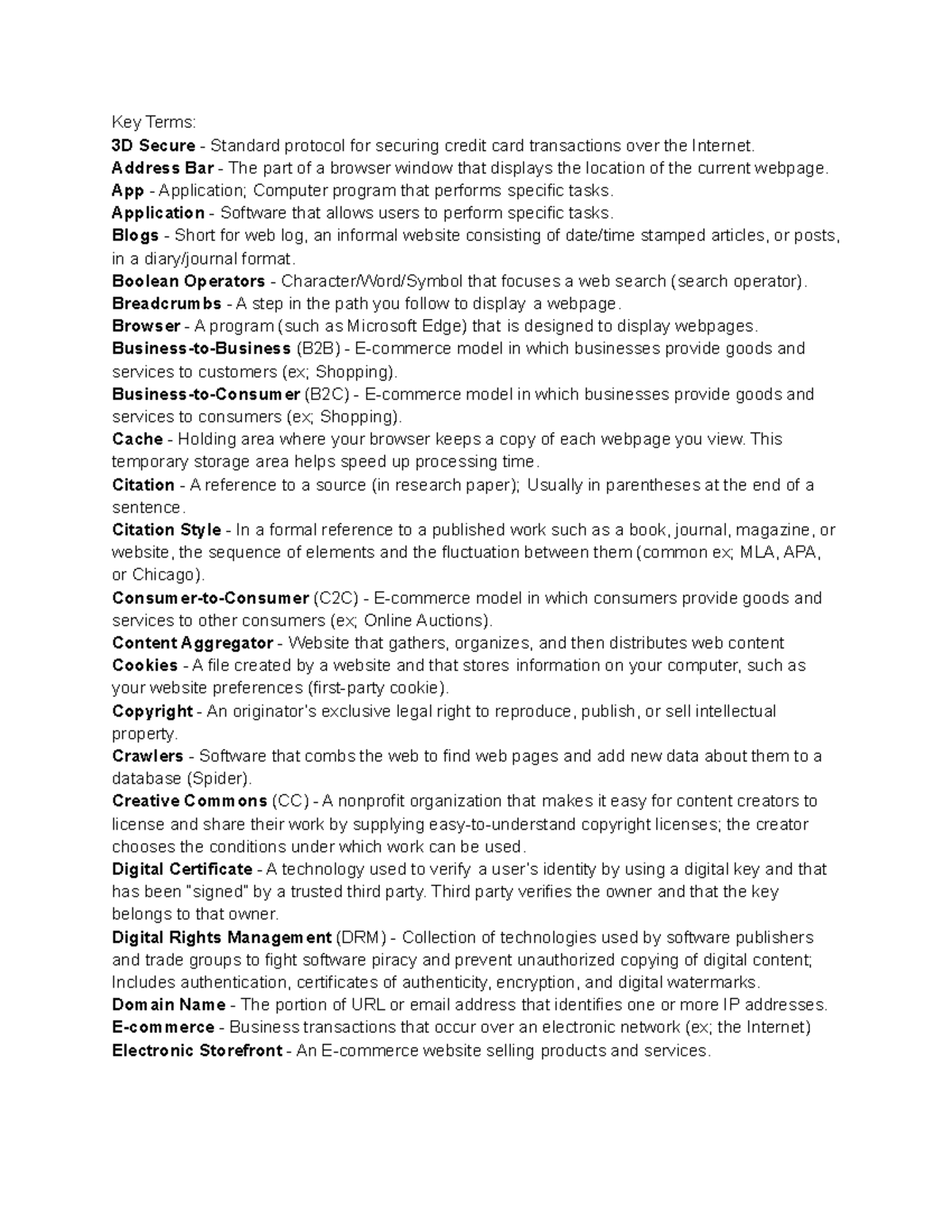 Computer Concepts Module 2 Key Terms - Key Terms: 3D Secure - Standard ...