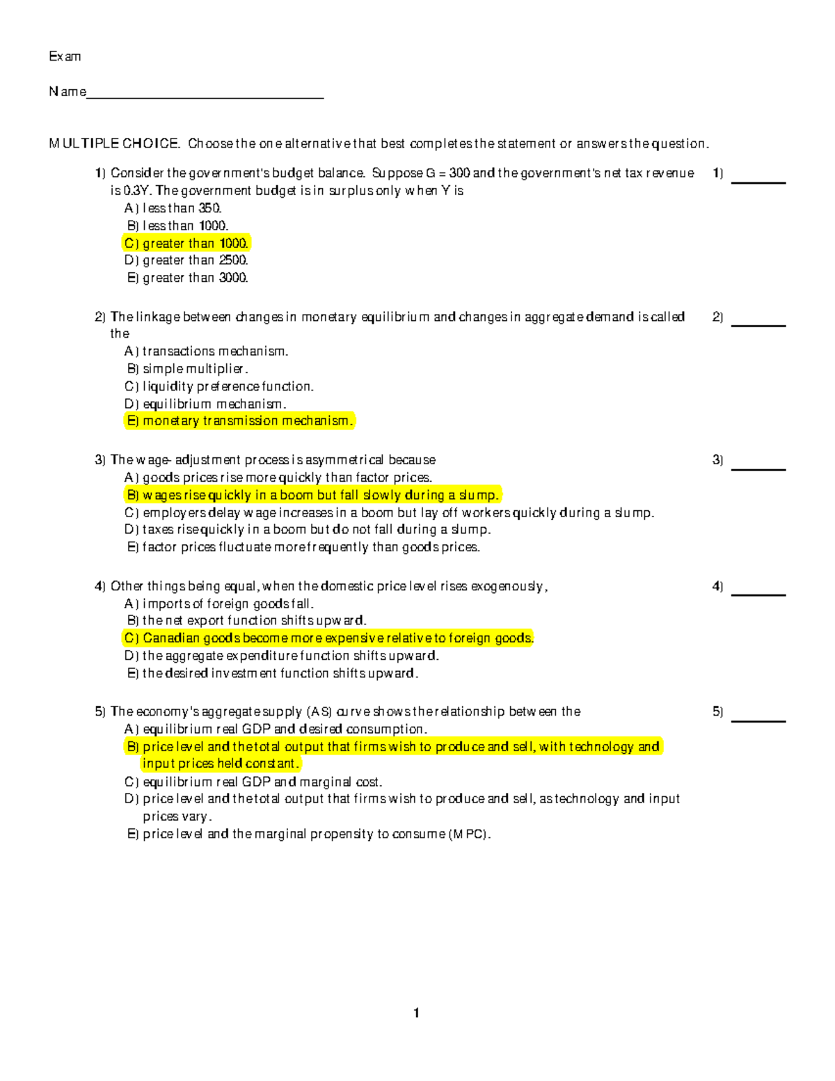 Sample/practice Exam 2016, Questions And Answers - Warning: Popup ...