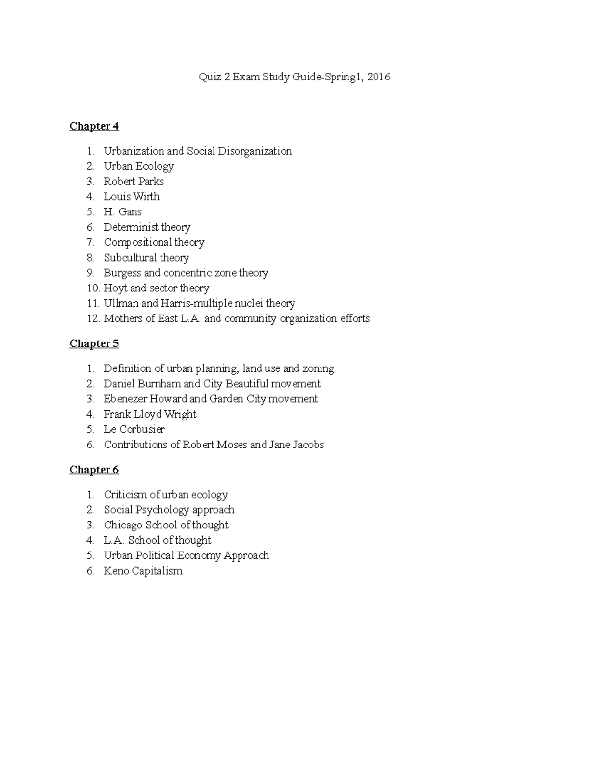 Urban Sociology Quiz 2 study guide 2016 - Quiz 2 Exam Study Guide ...