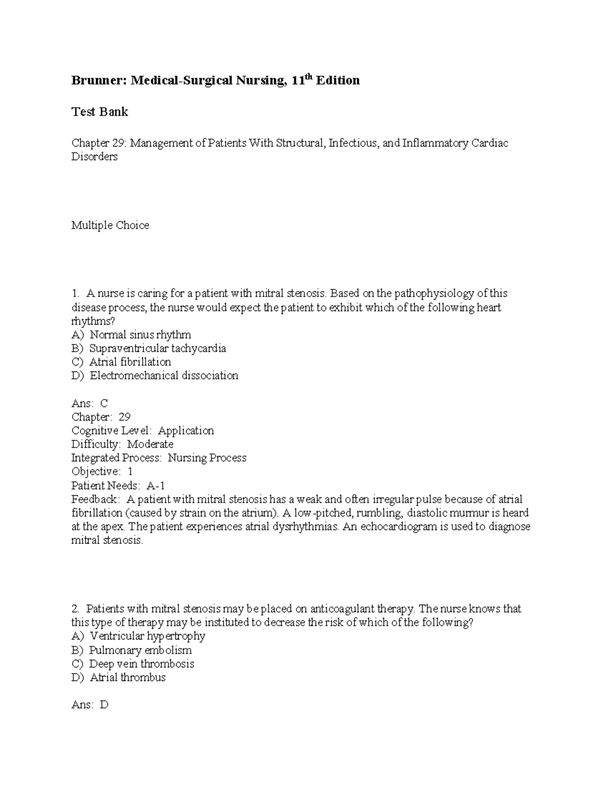 Chapter 29- Management of Patients With Structural, Infectious, and ...