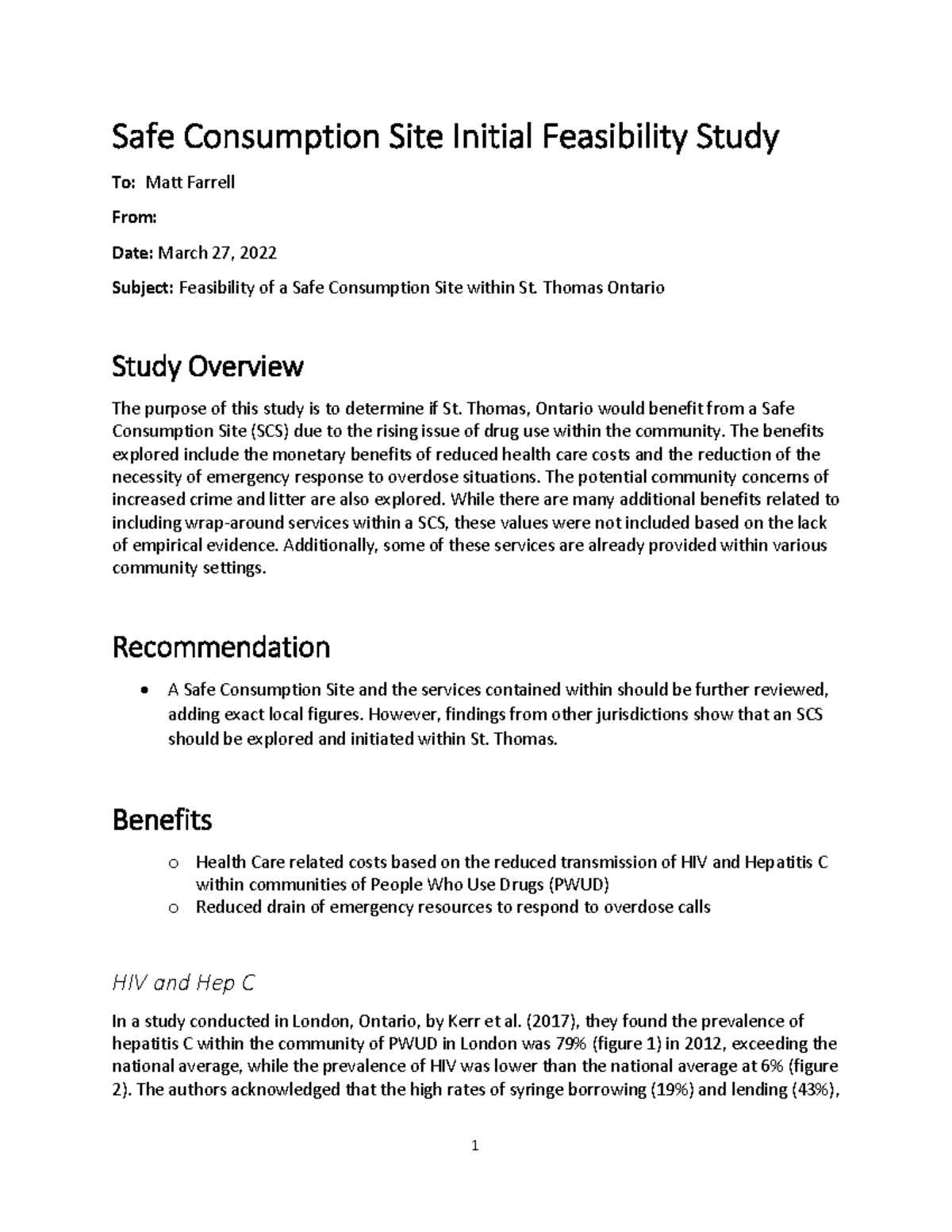 Sample Informal Report - Safe Consumption - Safe Consumption Site ...